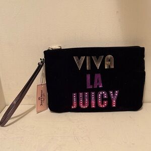 Juicy Couture Black Clutch with Gold and Pink Accents